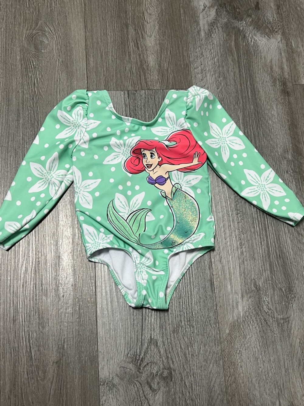 Disney Princess Ariel Baby one Peice Swim suit/ mint green/ size 12M